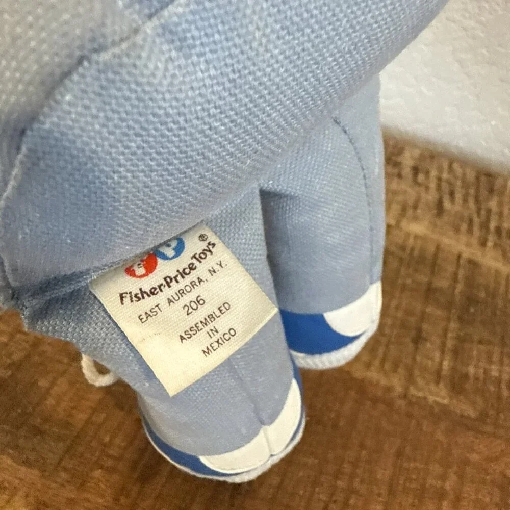 1974 Vintage Fisher Price Joey Lapsitter Doll #206 Tie Shoe Laces Striped Shirt